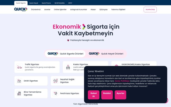 Ekrano kopija quicksigorta.com