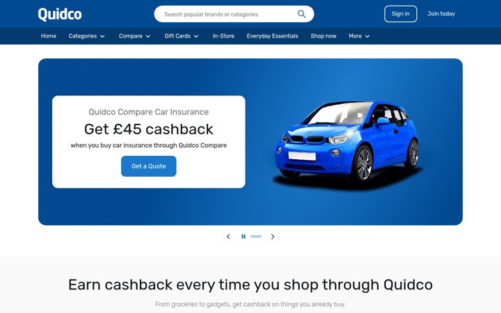 Screenshot του quidco.com