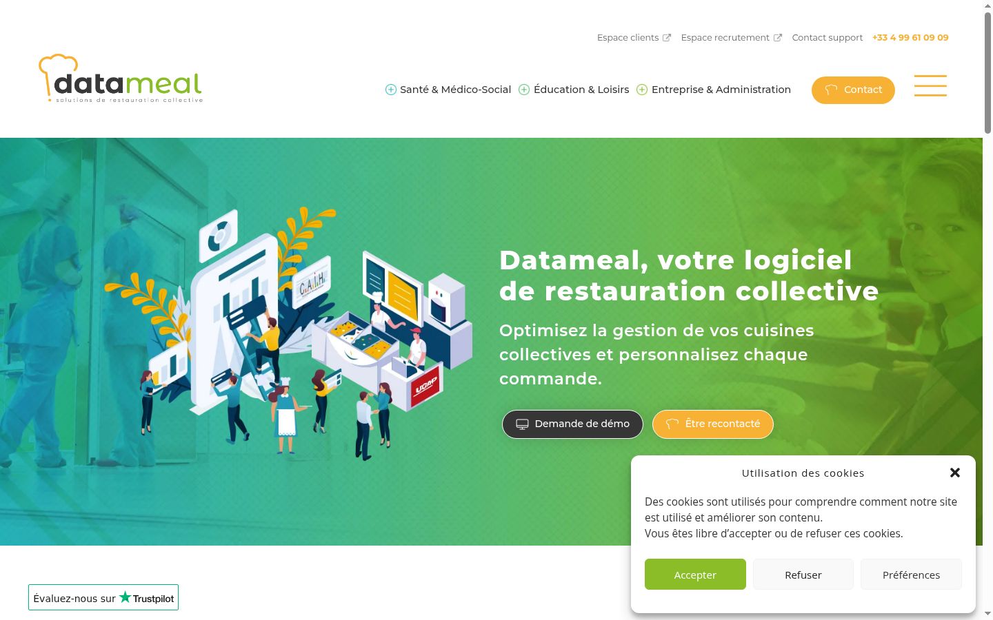 Capture d'écran de la bannière de consentement affichée avant toute interaction
