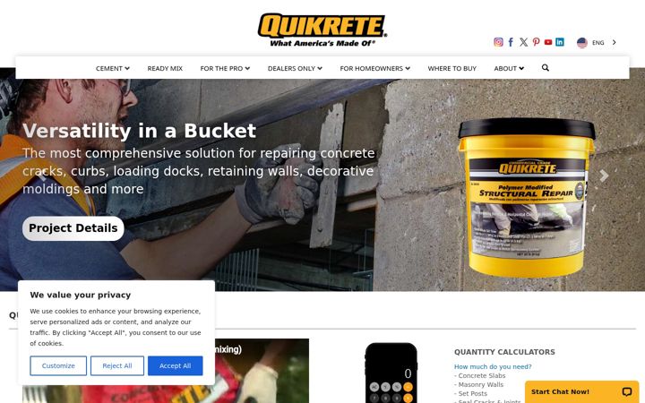 Screenshot of quikrete.com