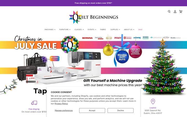 Screenshot of quiltbeginnings.com