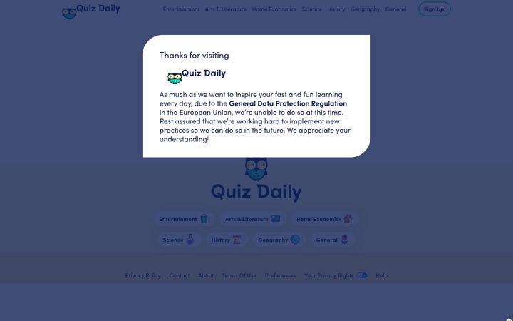 Screenshot of quizdaily.com