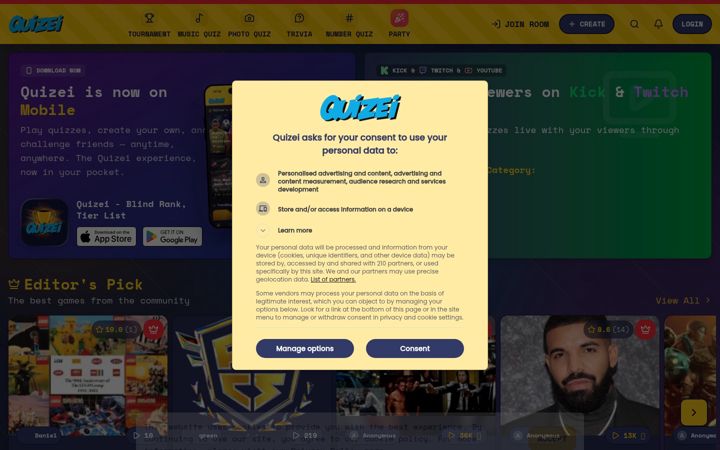 Screenshot of quizei.com