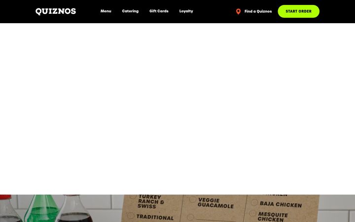 Screenshot of quiznos.com