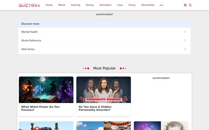 Screenshot of quiztest.me