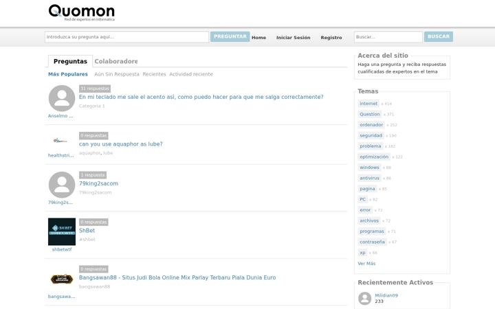 Screenshot ta' quomon.es