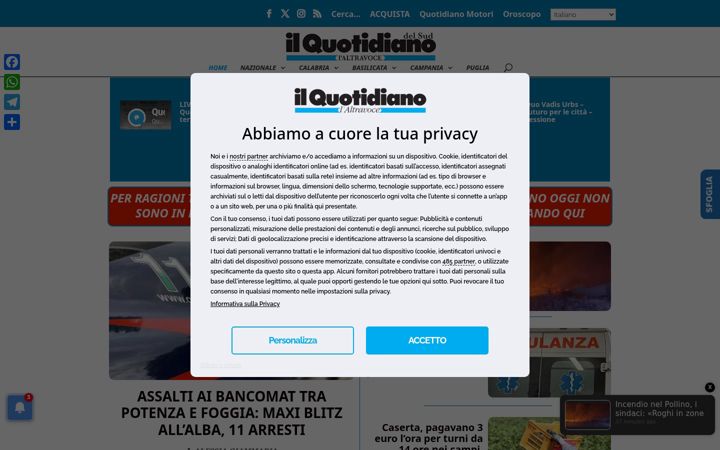 Ekraanipilt saidist quotidianodelsud.it