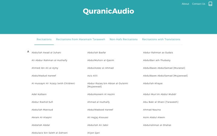 Screenshot of quranicaudio.com