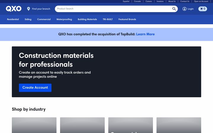 Screenshot of qxo.com