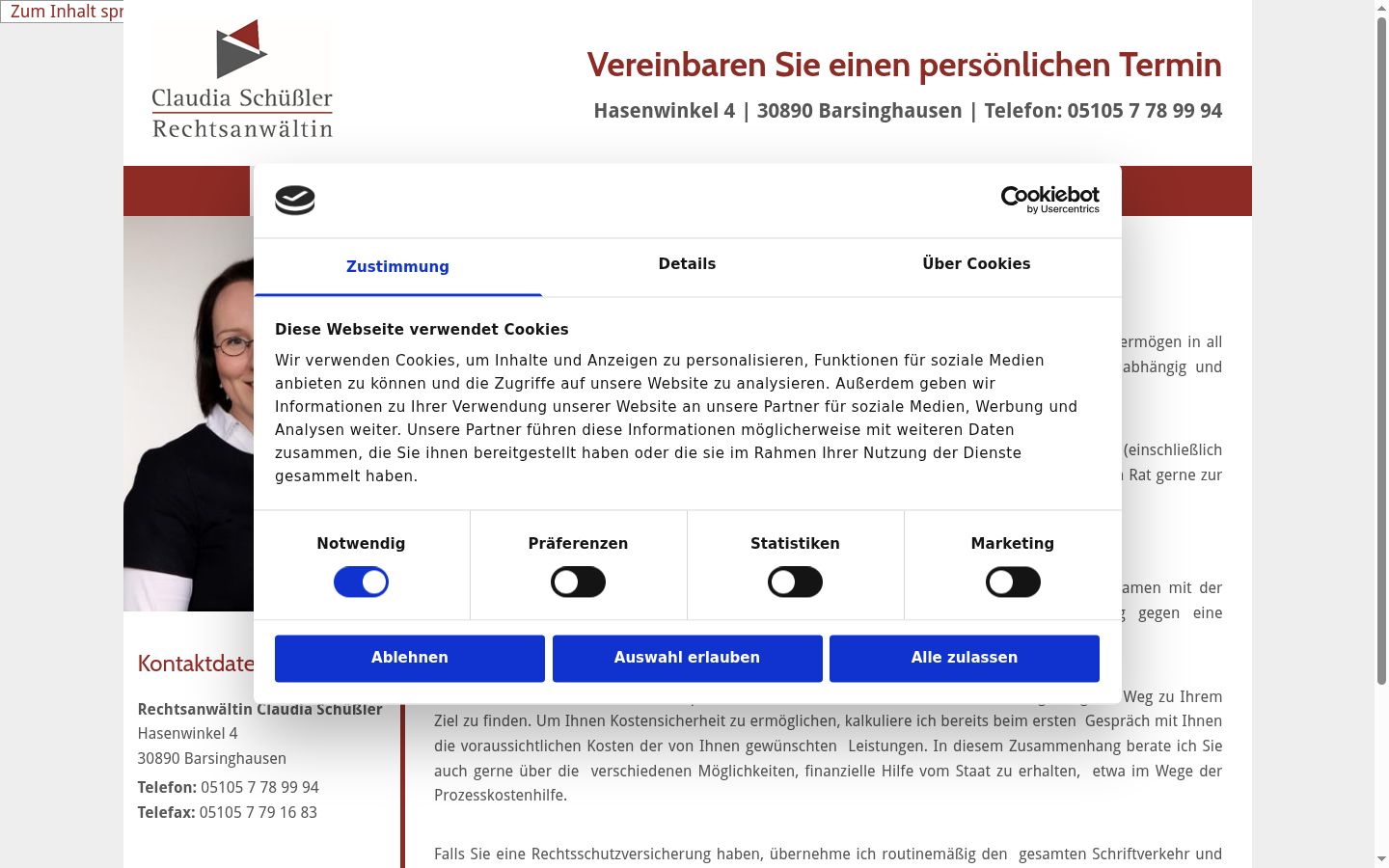 Capture d'écran de la bannière de consentement affichée avant toute interaction