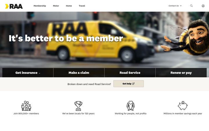 Skärmbild av raa.com.au