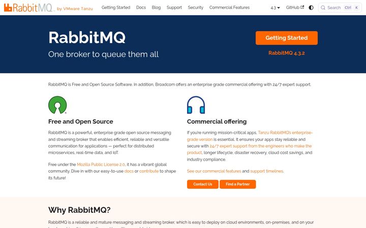 Screenshot of rabbitmq.com