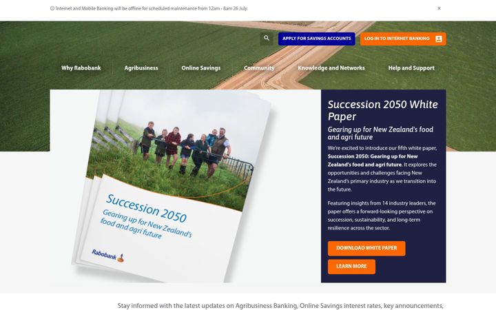 Screenshot of rabobank.co.nz