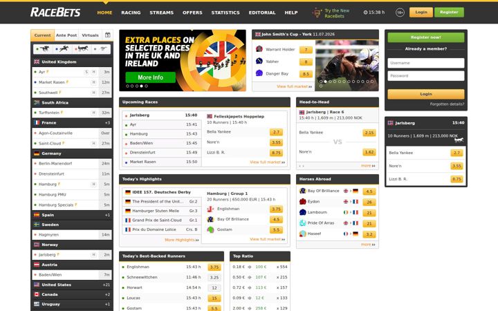 Captura de pantalla de racebets.com