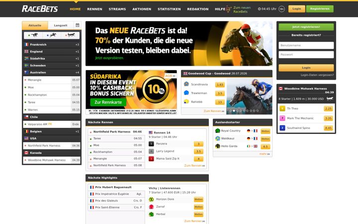 Screenshot of racebets.de