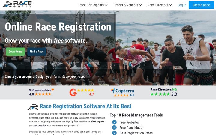 Screenshot of raceentry.com