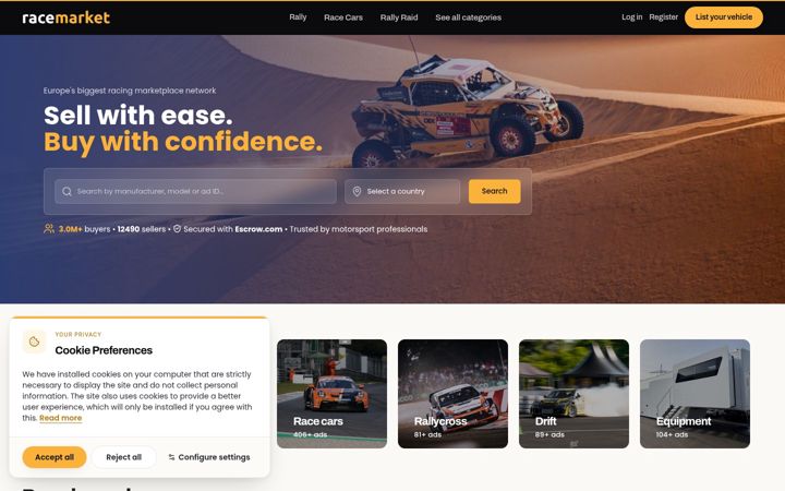 Screenshot of racemarket.net