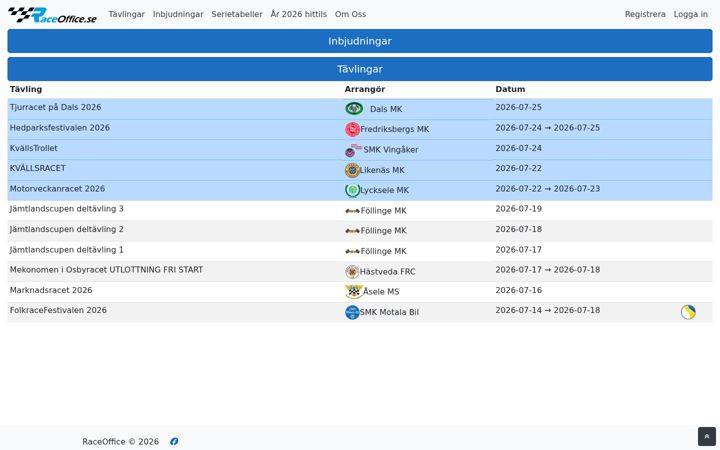 Screenshot von raceoffice.se
