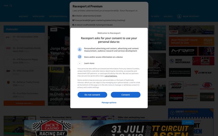 Screenshot of racesport.nl