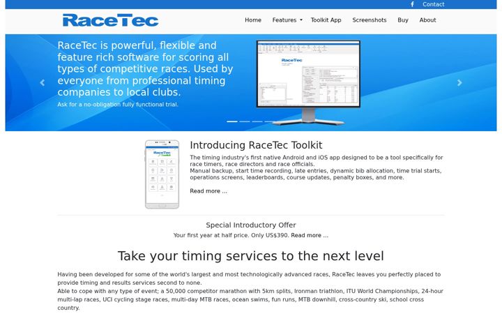 Skärmbild av racetec.net