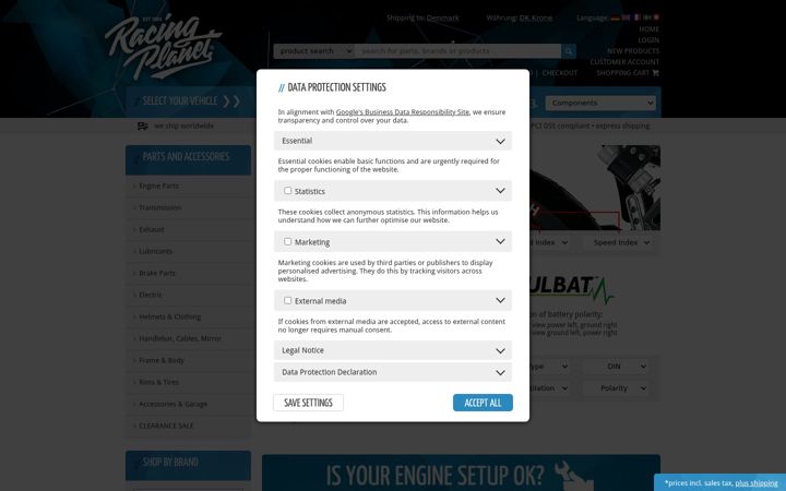 Screenshot of racing-planet.com