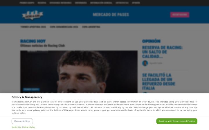 Screenshot of racingdealma.com.ar