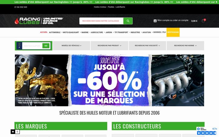 Screenshot of racinglubes.fr