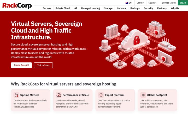 Zrzut ekranu rackcorp.com