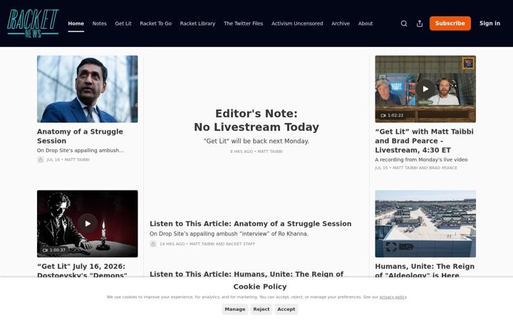 Screenshot of racket.news