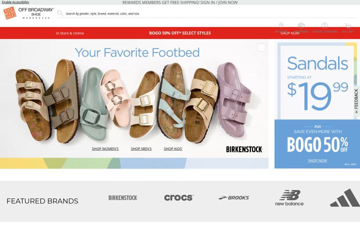 Screenshot of rackroomshoes.com