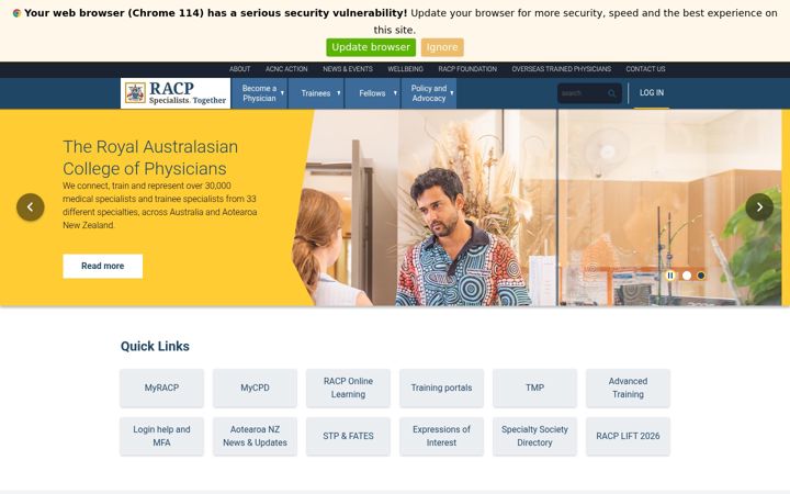Екранна снимка на racp.edu.au