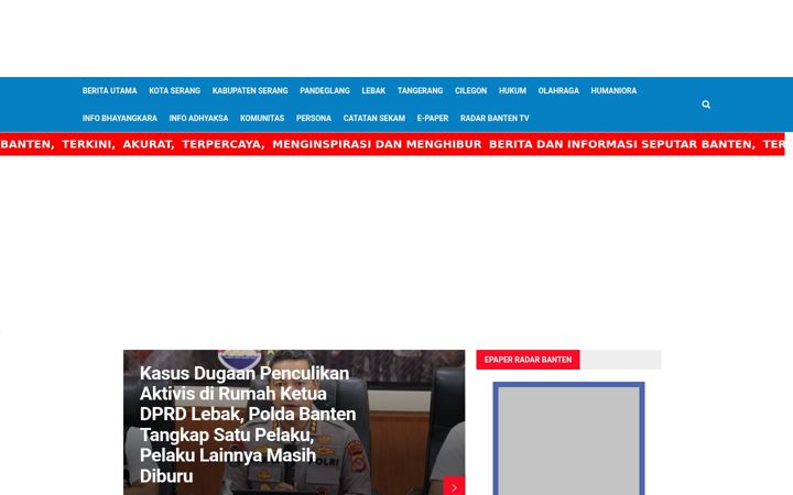 Screenshot of radarbanten.co.id