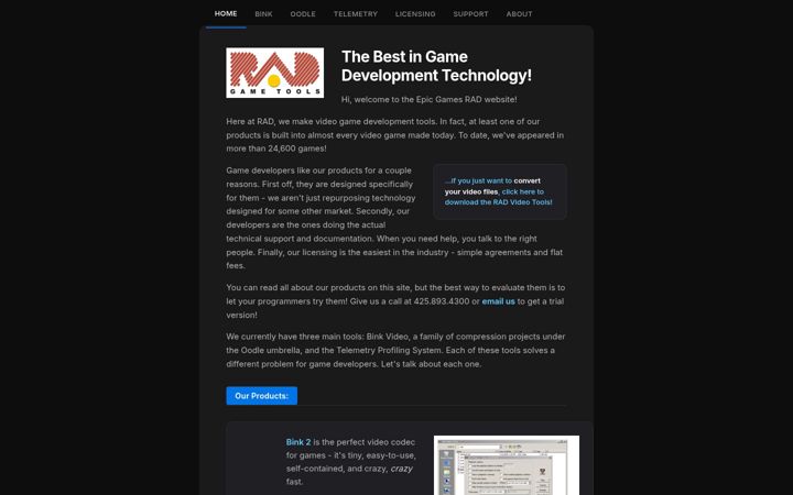 Screenshot of radgametools.com