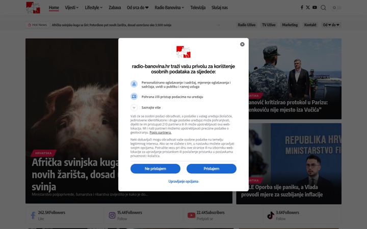 Screenshot of radio-banovina.hr