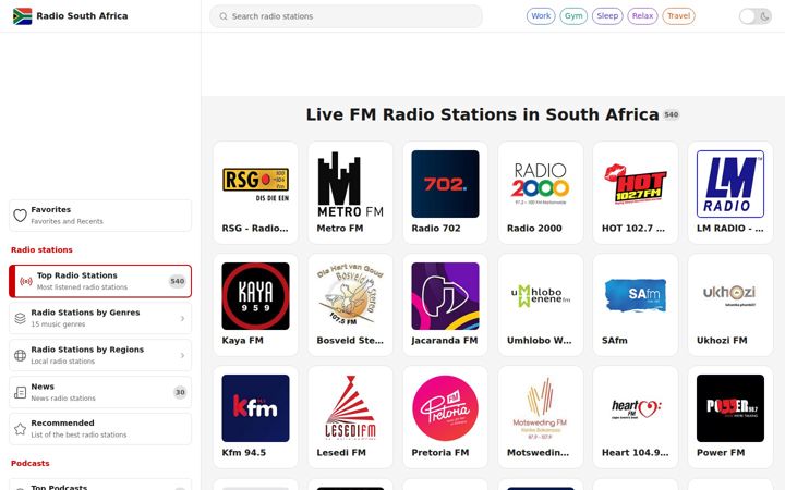 Screenshot of radio-south-africa.co.za