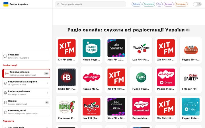Screenshot of radio-ua.com