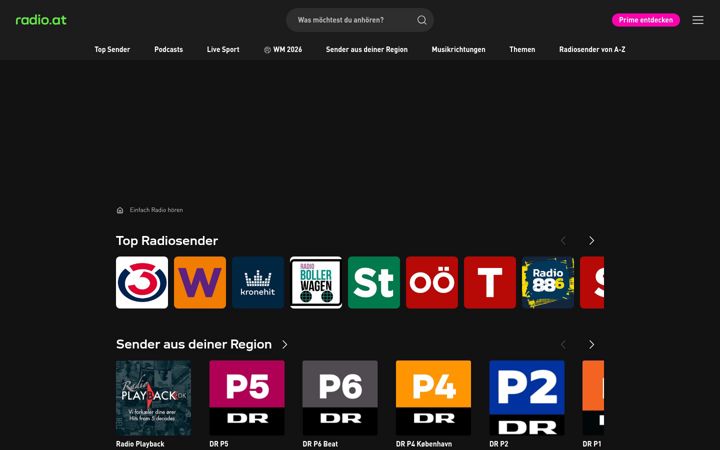 Screenshot of radio.at