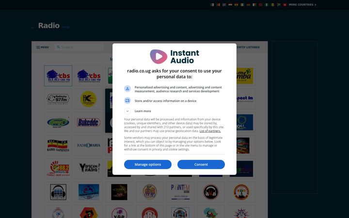 Screenshot of radio.co.ug