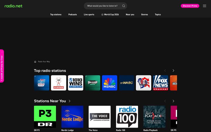 Skjermbilde av radio.net
