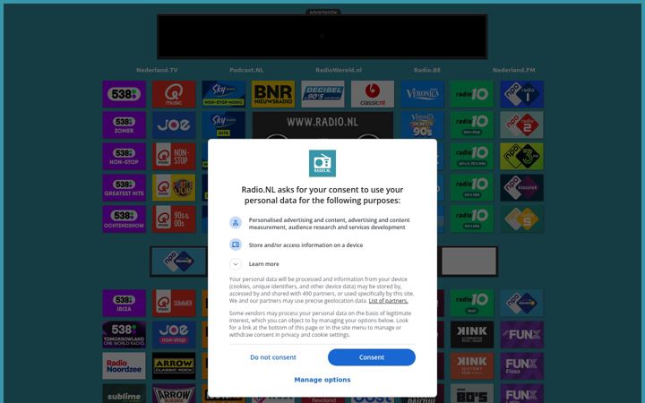 Screenshot of radio.nl