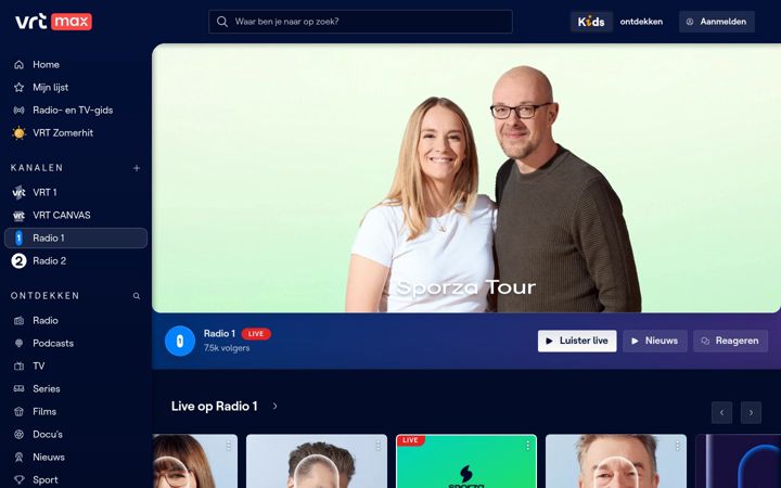 Zrzut ekranu radio1.be