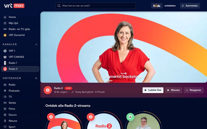 Screenshot of radio2.be