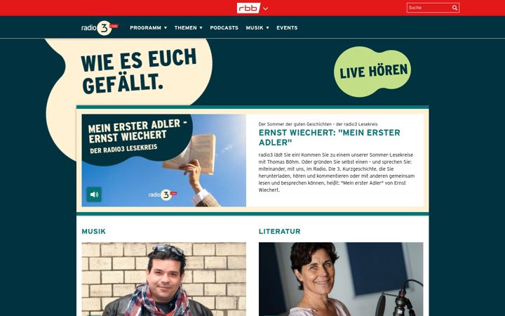 Screenshot of radiodrei.de