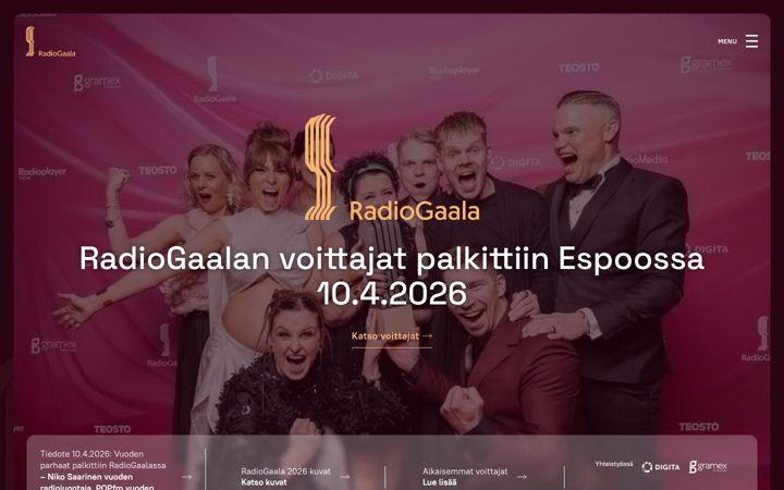 Skärmbild av radiogaala.fi