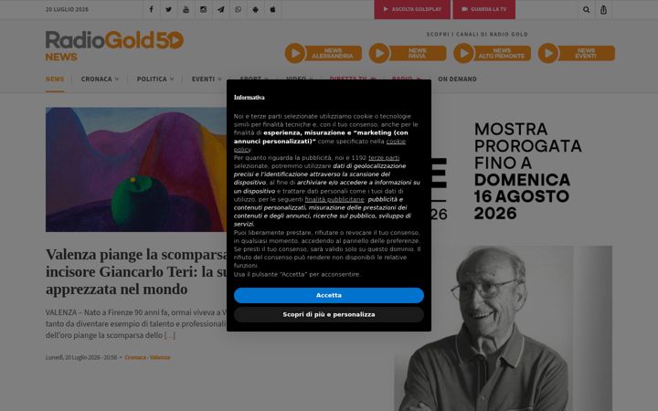 Screenshot of radiogold.it
