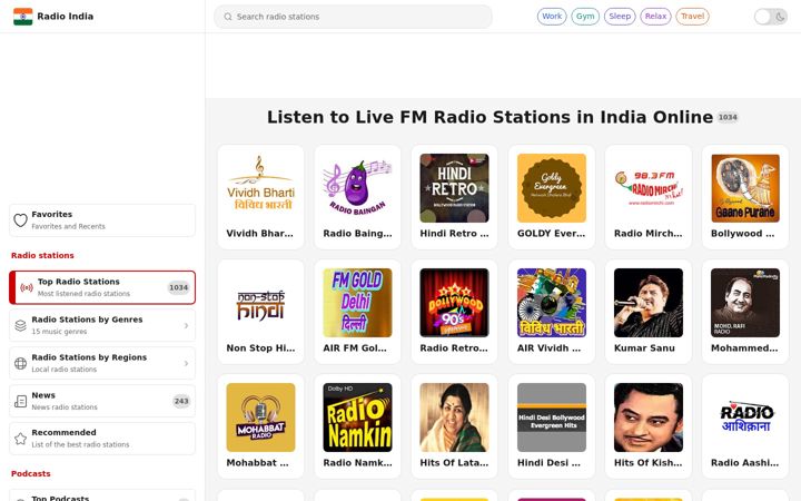 Screenshot of radioindia.in