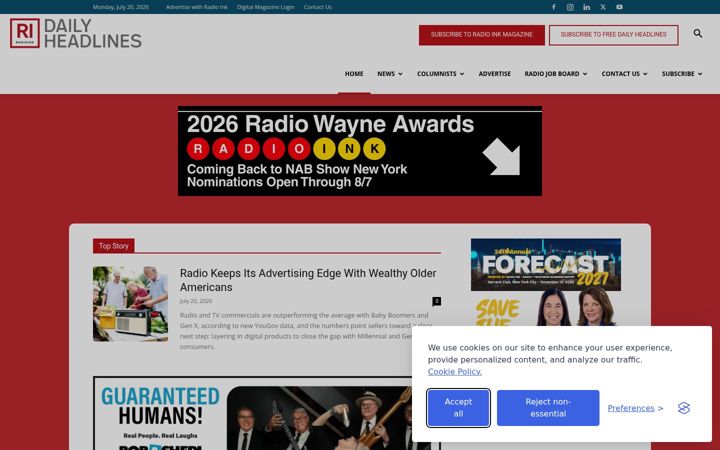 Screenshot of radioink.com