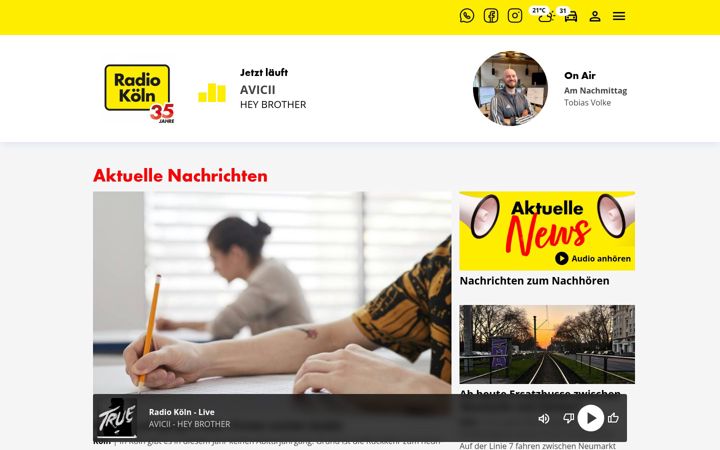 Screenshot stránky radiokoeln.de