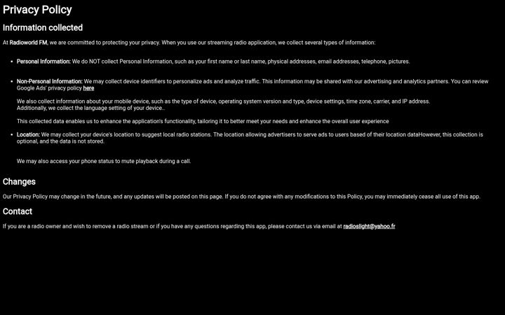 Screenshot of radiolight.info