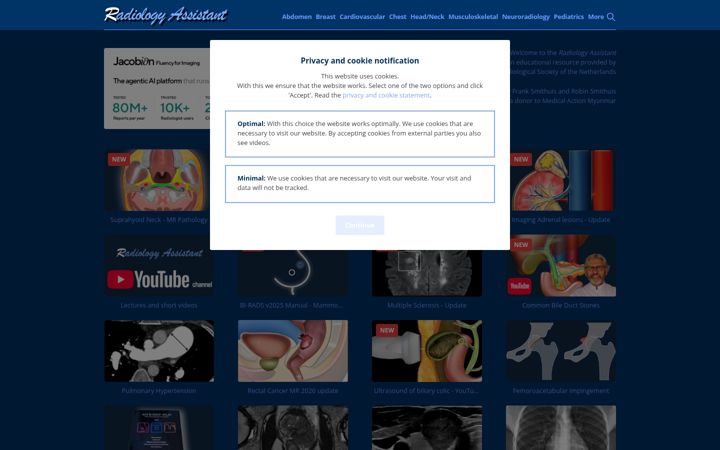 Screenshot of radiologyassistant.nl